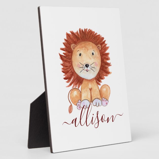Cute hand drawn lion personalised kids  plaque (Side)