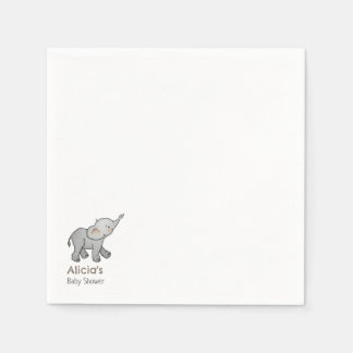 Cute Hand Drawn Little Elephant Baby Shower Napkin