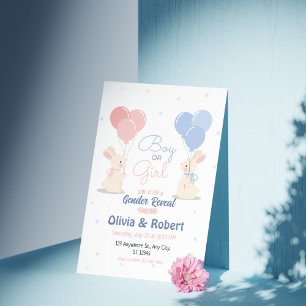 Cute Hand-drawn Little Rabbits Boy Or Girl Invitation
