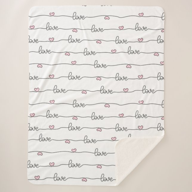 Cute Hand Drawn Love Seamless Pattern Sherpa Blanket (Front)