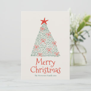 Cute Hand Drawn Merry Christmas Tree Holiday Card