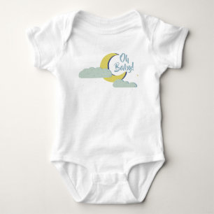 Cute Hand Drawn Moon & Clouds Baby Bodysuit