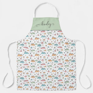 Cute Hand Drawn Mountain Scene Pattern Apron