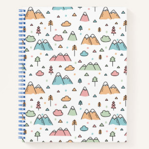 Cute Hand Drawn Mountain Scene Pattern Notebook