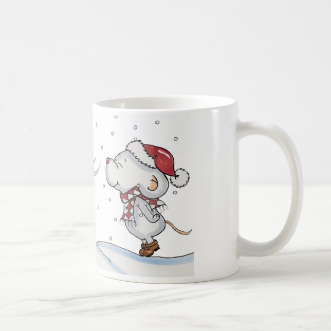 Cute hand drawn mouse design for Christmas Coffee Mug (Right)