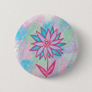 Cute Hand-drawn Pastel Flower 6 Cm Round Badge