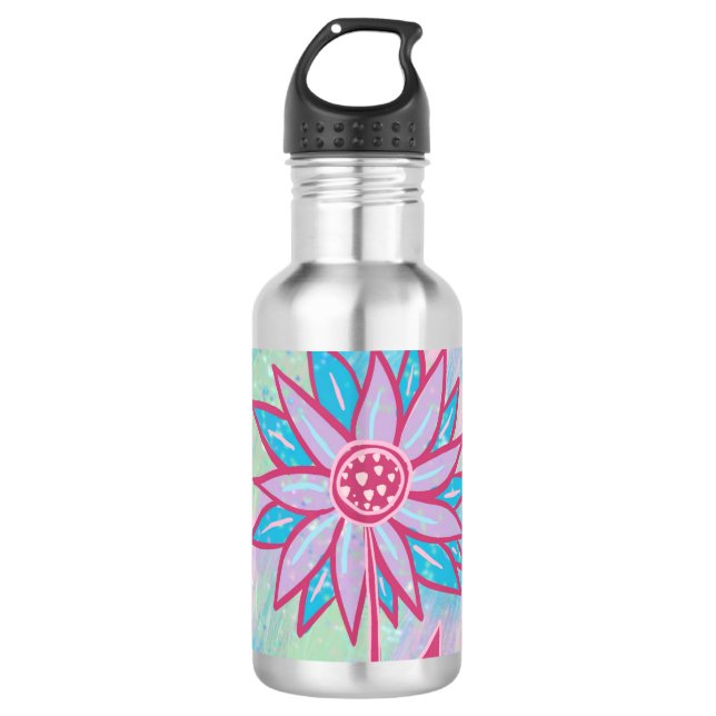 Cute Hand-drawn Pastel Flower 710 Ml Water Bottle (Front)