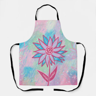 Cute Hand-drawn Pastel Flower Apron
