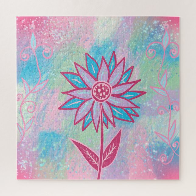 Cute Hand-drawn Pastel Flower Jigsaw Puzzle (Vertical)