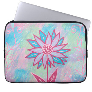 Cute Hand-drawn Pastel Flower Laptop Sleeve