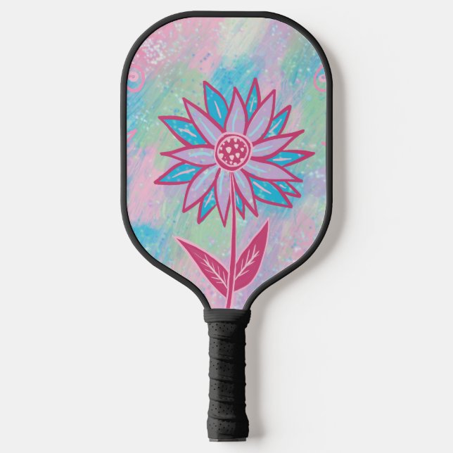 Cute Hand-drawn Pastel Flower Pickleball Paddle (Front)