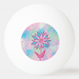 Cute Hand-drawn Pastel Flower Ping Pong Ball
