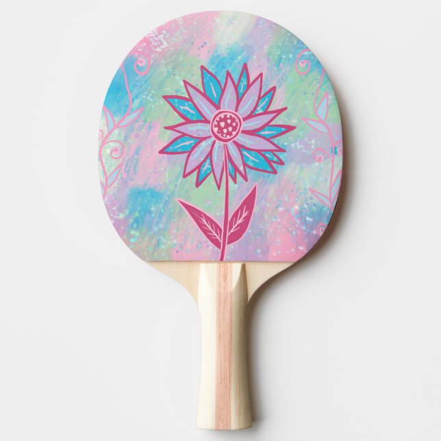 Cute Hand-drawn Pastel Flower Ping Pong Paddle (Front)