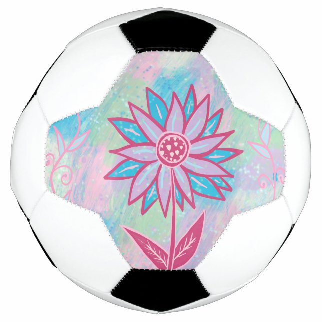 Cute Hand-drawn Pastel Flower Soccer Ball (Front)