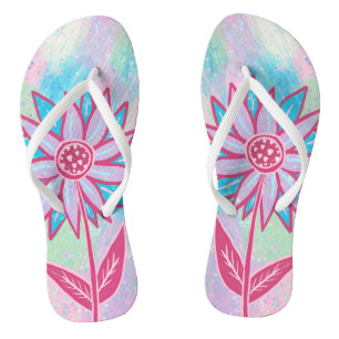 Cute Hand-drawn Pastel Flower Thongs