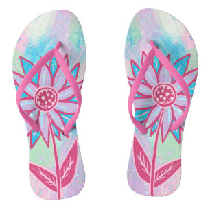 Cute Hand-drawn Pastel Flower Thongs