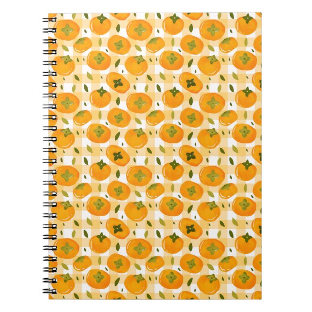 Cute Hand-Drawn Persimmons Seamless Pattern Notebook (Front)