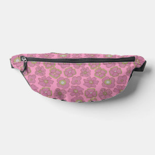 Cute Hand-Drawn Pink Floral Bum Bags