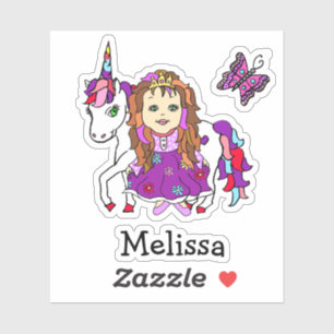 Cute Hand Drawn Princess and Unicorn and Name