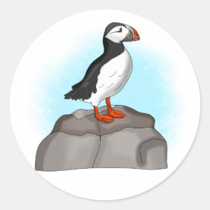 Cute Hand drawn Puffin Classic Round Sticker