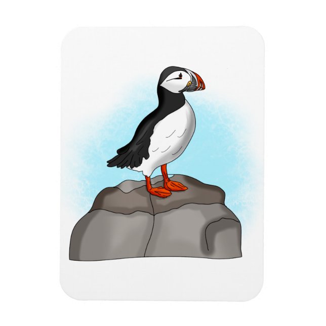 Cute Hand drawn Puffin Magnet (Vertical)