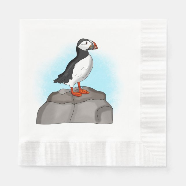 Cute Hand drawn Puffin Napkin (Front)