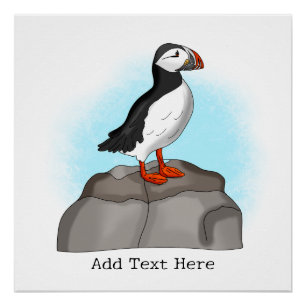 Cute Hand drawn Puffin Poster