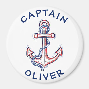 Cute Hand-Drawn Red and Blue Anchor Magnet