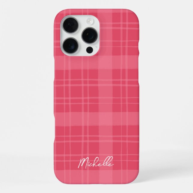 Cute Hand-Drawn Red Plaid  iPhone Case (Back)