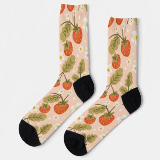 Cute Hand-drawn Red Strawberry Seamless Pattern Socks