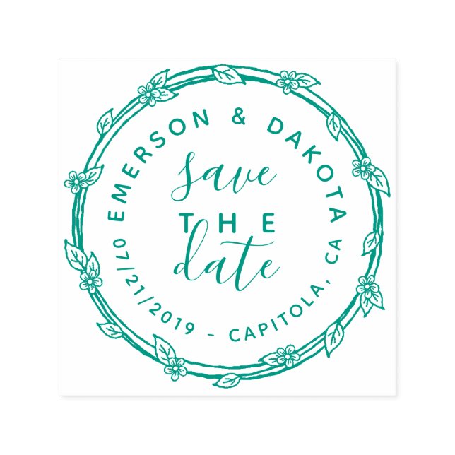 Cute Hand Drawn Save The Date Wedding Announcement Self-inking Stamp (Design)