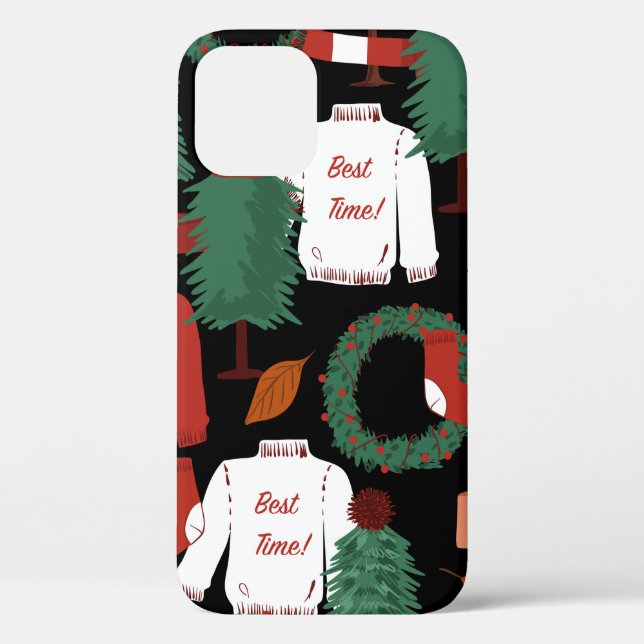 Cute hand drawn Seamless pattern with Christmas tr Case-Mate iPhone Case (Back)