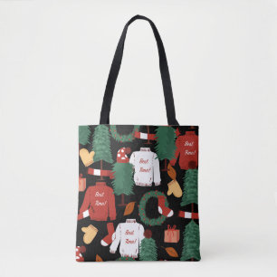 Cute hand drawn Seamless pattern with Christmas tr Tote Bag