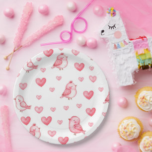 cute hand drawn seamless pattern with watercolor paper plate