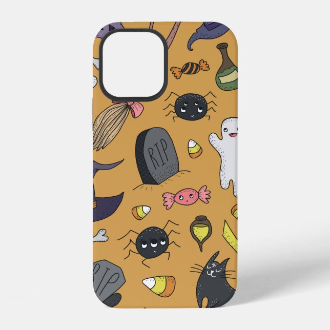 Cute hand drawn seamless patterns with cute hand d iPhone case (Back)