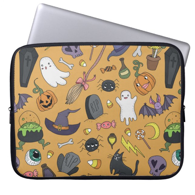 Cute hand drawn seamless patterns with cute hand d laptop sleeve (Front)