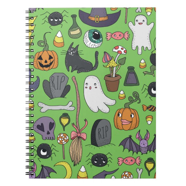Cute hand drawn seamless patterns with cute hand d notebook (Front)