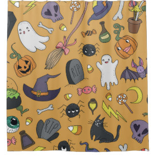 Cute hand drawn seamless patterns with cute hand d shower curtain