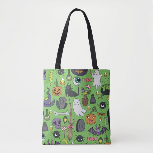 Cute hand drawn seamless patterns with cute hand d tote bag (Front)