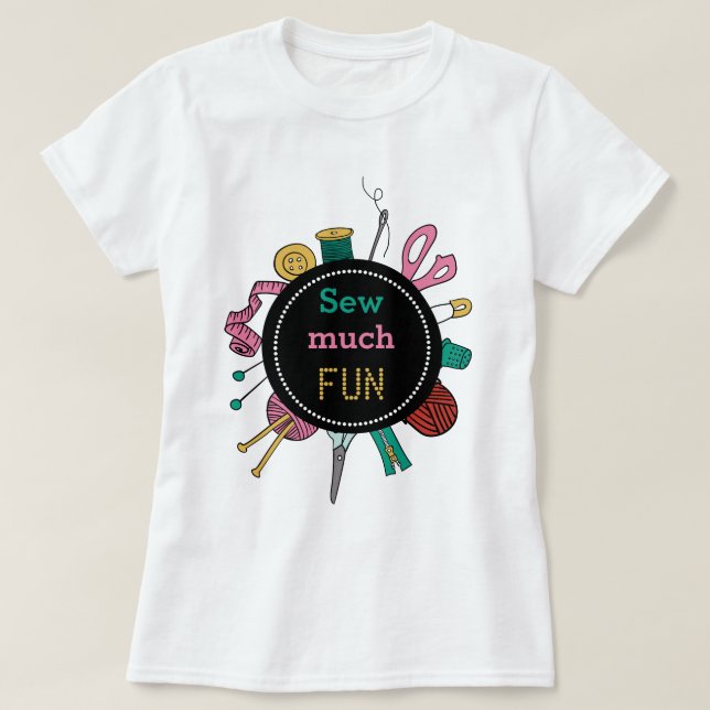 Cute Hand-Drawn Sewing & Crafting Tools T-Shirt  (Design Front)