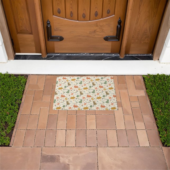 Cute Hand Drawn Spring Bunnies Doormat (Outdoor)