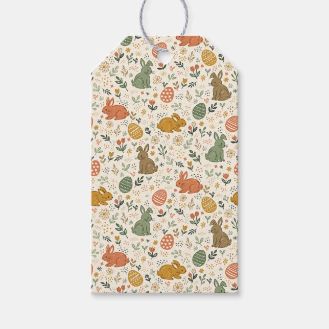 Cute Hand Drawn Spring Bunnies Gift Tag (Front)