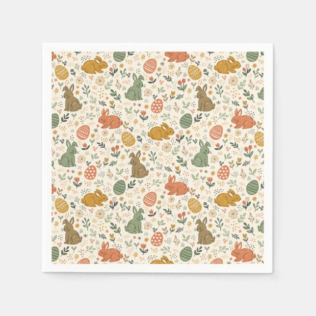 Cute Hand Drawn Spring Bunnies Napkins (Front)