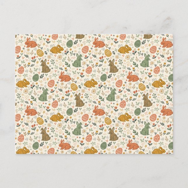 Cute Hand Drawn Spring Bunnies Postcard (Front)
