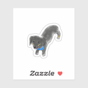 Cute Hand-Drawn Stretching Black and Tan Dachshund