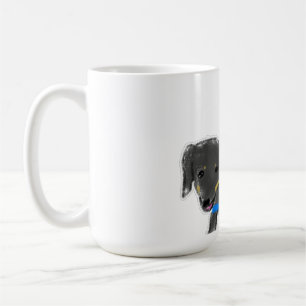Cute Hand-Drawn Stretching Black and Tan Dachshund Coffee Mug