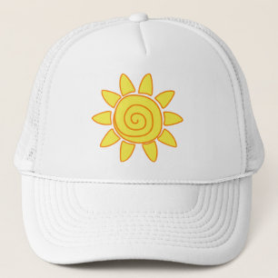 Cute Hand Drawn Sun Kids Drawing Illustration Trucker Hat