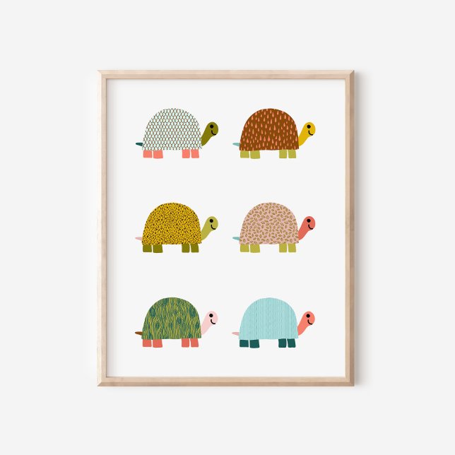 Cute Hand-Drawn Turtles Nursery Art Poster (Creator Uploaded)