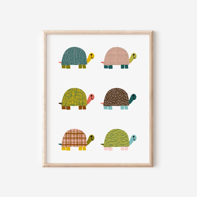 Cute Hand-Drawn Turtles Nursery Art Poster (Creator Uploaded)