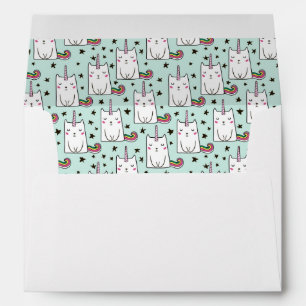 Cute Hand Drawn Unicorn Cat Pattern Envelope